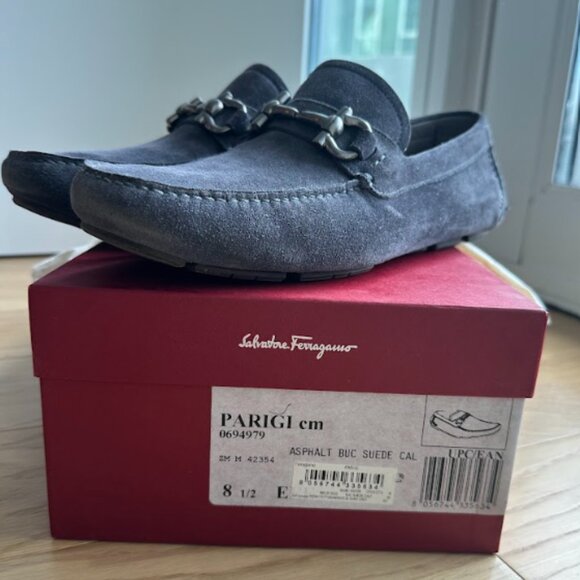 Salvatore Ferragamo Asphault Buc Suede Loafers - Picture 3 of 6